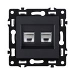 Розетка двойная Ethernet RJ45 Cat.6, черный Kollinger Asthetik AS-018BK
