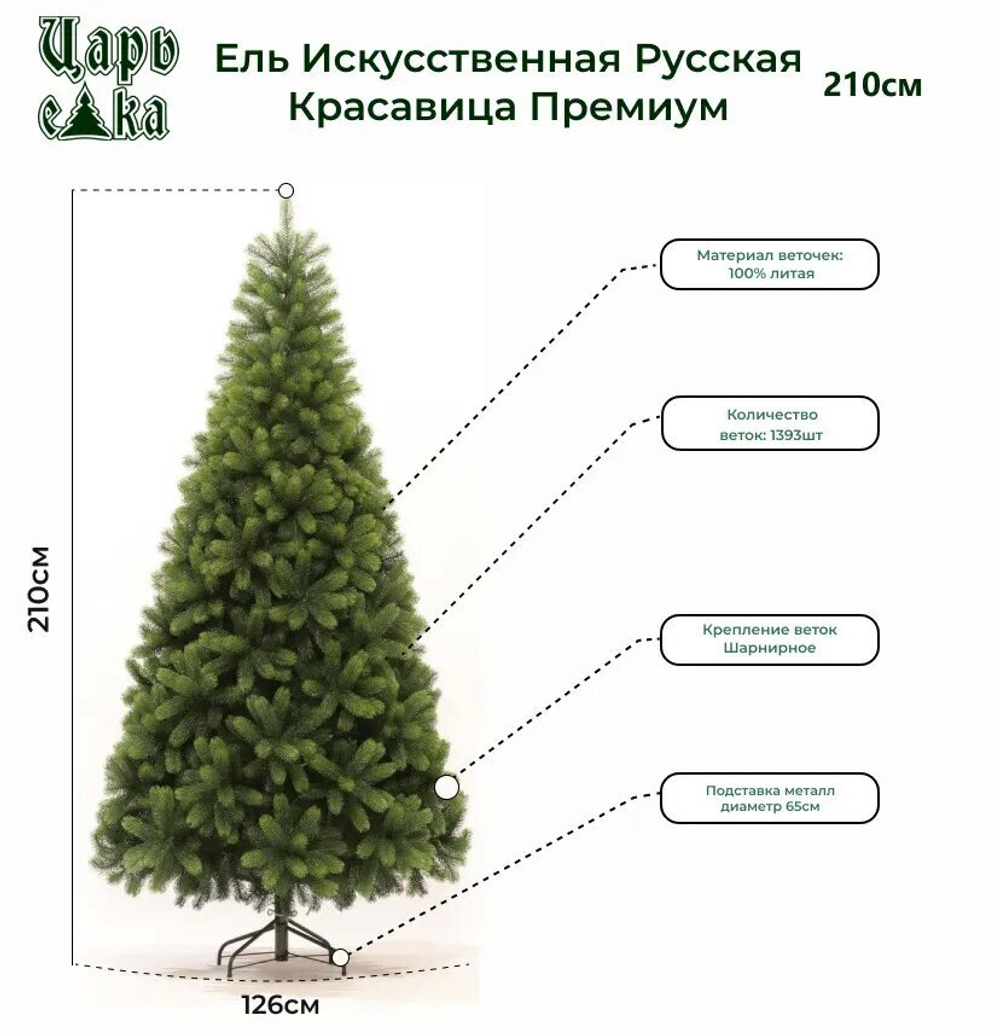 Ель искуственная Царь елка Русская красавица премиум 210 см