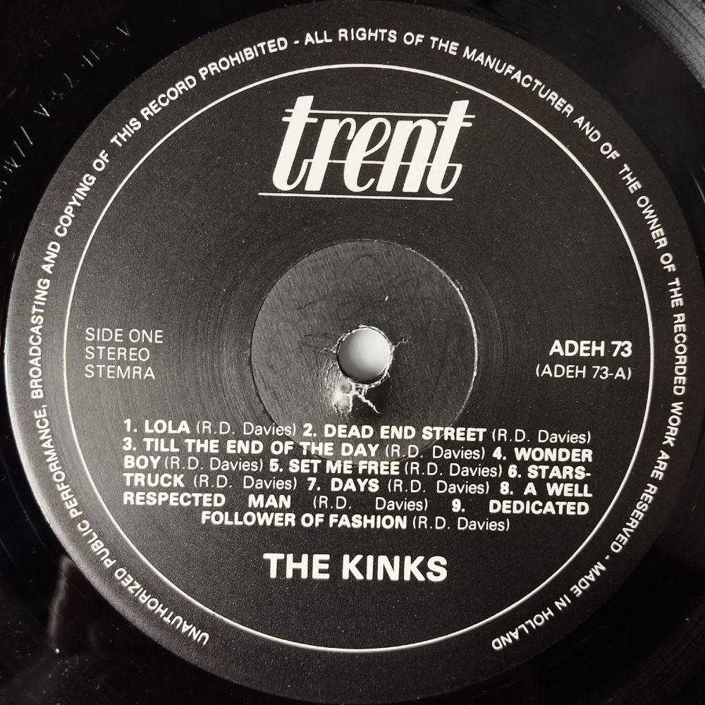 Винтажная виниловая пластинка LP The Kinks The Best Of (Holland 1981)