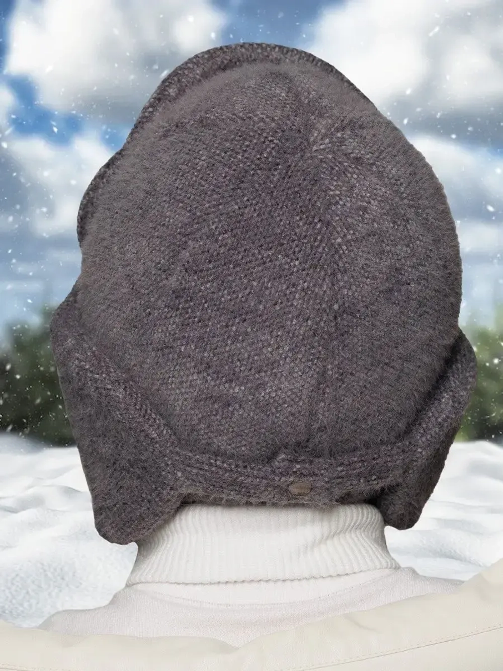 Шапка ушанка зимняя вязаная на флисе