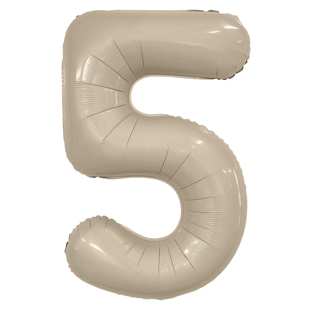 Шар фольгированный Цифра 5 101 см (Бежевый)