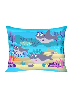 Постельное белье бязь Сказка "Семья Акул" 1,5-сп Наволочка 50х70 см 1 шт Простынь на резинке 90x200 см Пододеяльник 145x205 см