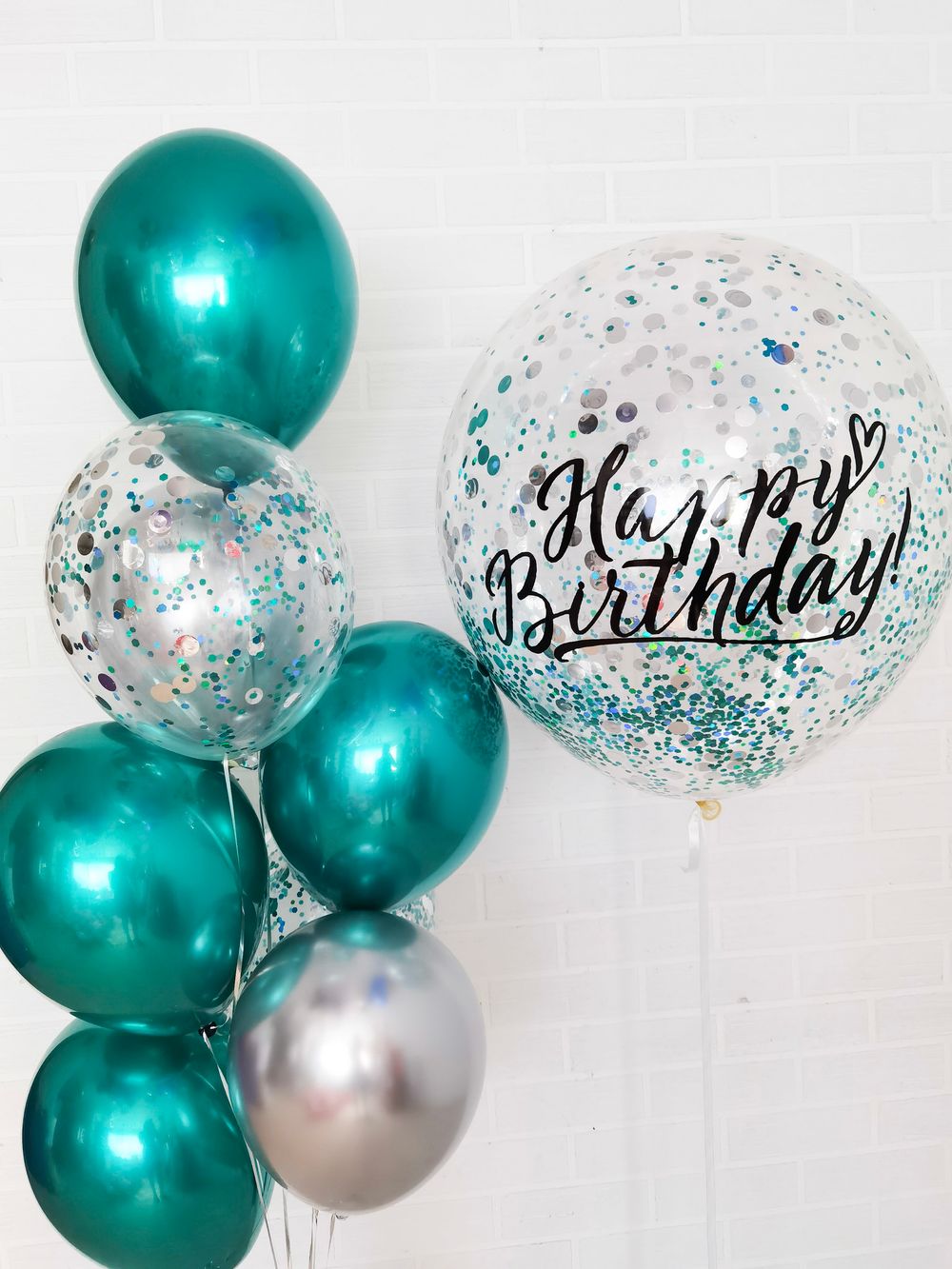 №3 Бирюзовый Гелиевый Зеркальный шар с обработкой (БГ-17)  Изображение2