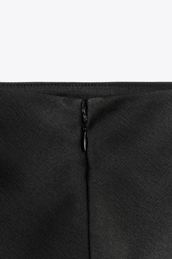 ZARA АТЛАСНАЯ КРУЖЕВНАЯ ЮБКА ZW COLLECTION, ЧЕРНЫЙ