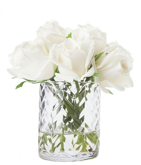 Букет роз цвета слоновая кость в прозрачной вазе "ёлочка", Cote Noire