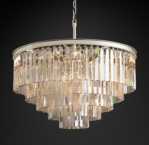 Подвесной дизайнерский светильник  1920s Odeon Clear Glass Fringe 5-Tier Chandelier by Restoration Hardware