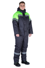 Костюм зимний "Байкит" с полукомбинезоном, т.серый/лимон