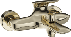 Смеситель для ванны с душем STWORKI Молде S23100GG + Душевой гарнитур Гётеборг S03190GG, глянцевое золото