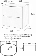 Тумба с раковиной Orange Line 80 Li-80TuLMDF+B08-500W латте матовый