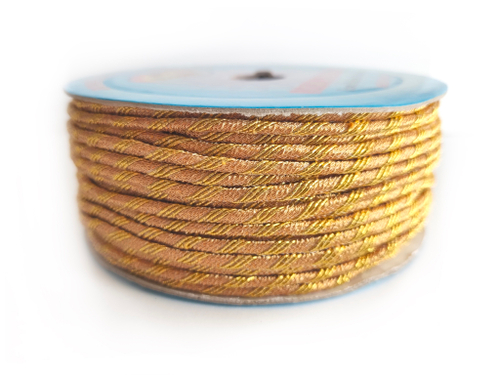 Шнур декоративный отделочный с люрексом 2,5мм золото /золото