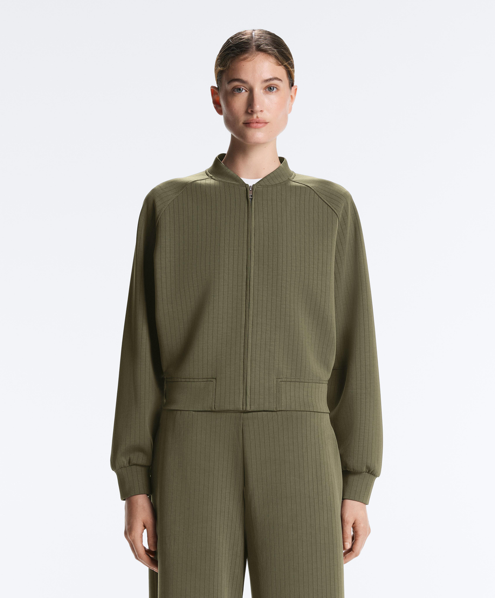 Oysho Куртка-бомбер в полоску, хаки