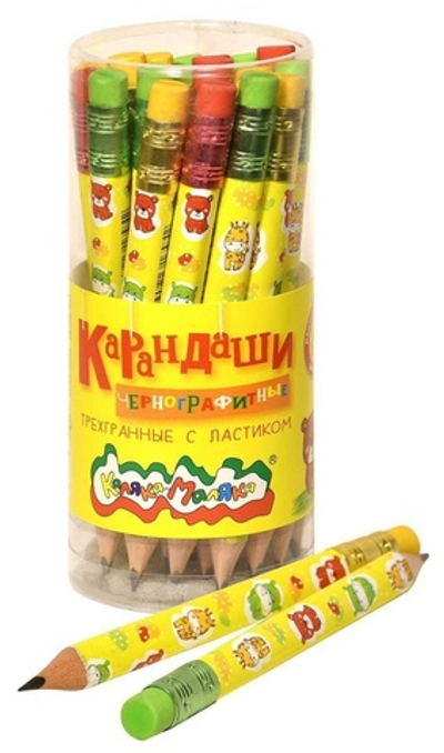 Карандаш ч/г НВ с ластиком "Джамбо" (Каляка-Маляка)