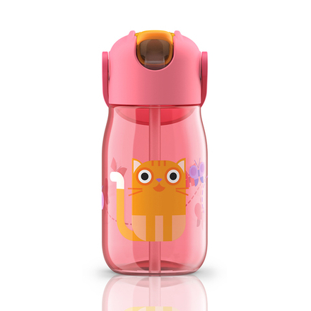 Zoku Бутылочка детская с силиконовой соломинкой 415 мл розовая