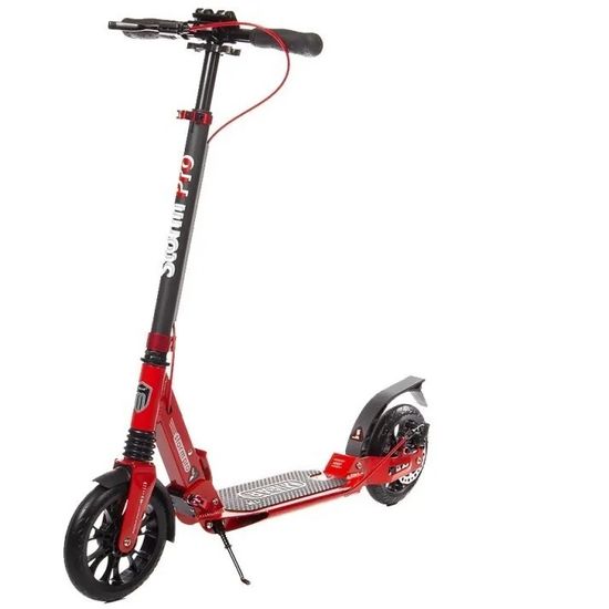 Складной двухколёсный самокат Micar Storm Pro 200 мм с двумя амортизаторами и ручным дисковым тормозом, красный
