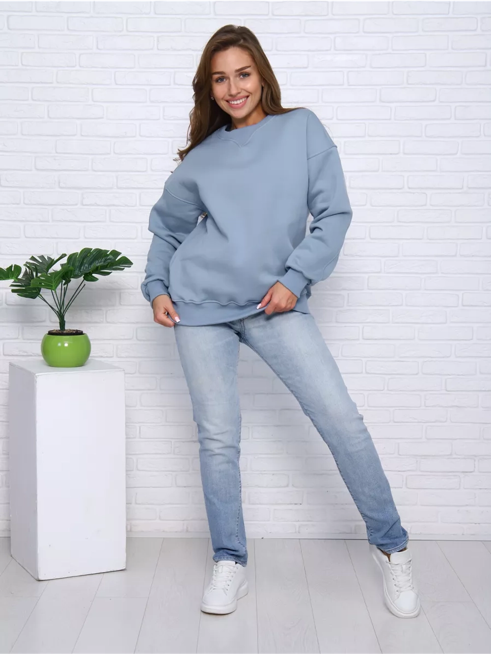 Свитшот утепленный оверсайз базовый