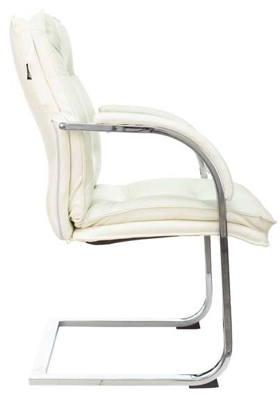 Кресло Бюрократ T-9927SL-LOW-V слоновая кость кожа низк.спин. полозья металл хром