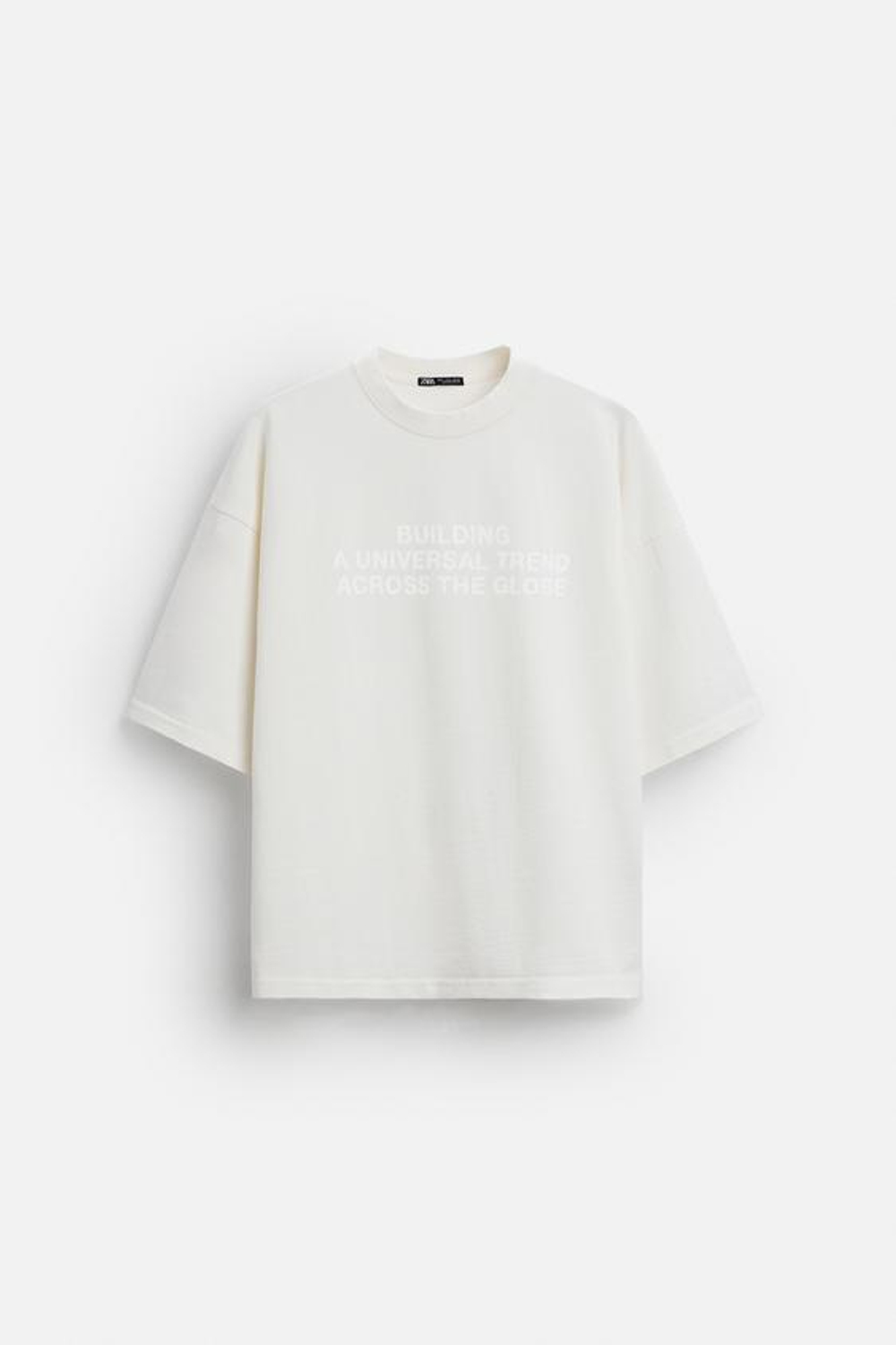 ZARA ТОЛСТОВКА С ЭФФЕКТОМ ПОТЕРТОСТИ С НАДПИСЬЮ, ЖЕЛТОВАТО-БЕЛЫЙ