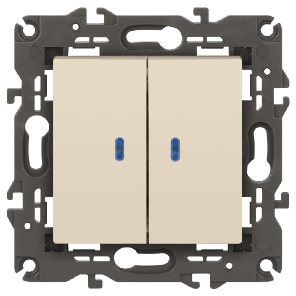 Выключатель ЭРА Elegance 14-1105-02 двойной с подсветкой 10АХ-250В IP20 слоновая кость
