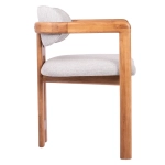 Стул Rich рогожка бежево-голубая с ножками цвета орех