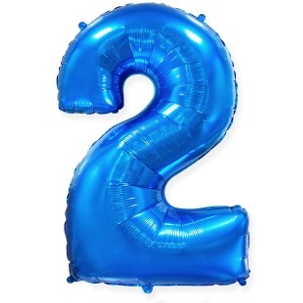 F Шар (40''/102 см) Цифра, 2, Синий, 1 шт. в уп.(БГ-60)