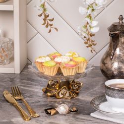 Фруктовница Орхидея Лайм Бронза с чашей из стекла