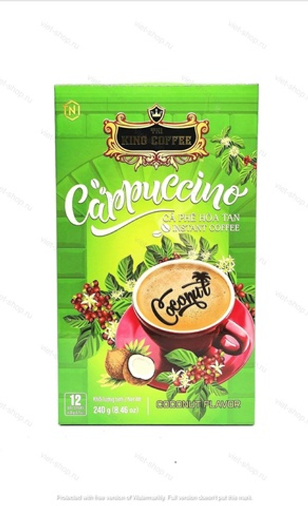 Растворимый кофе Капучино Кокос, King Coffee, 12 стиков.