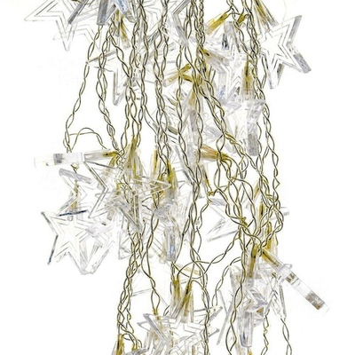 Электрогирлянда LED Бахрома цветная Звездочки 54 ламп, 2,5м, 1 р.м, прозрачный провод