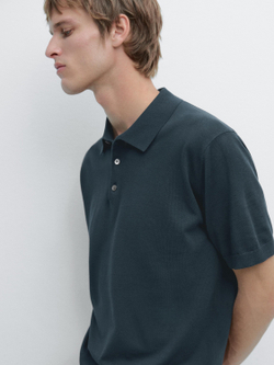 Massimo Dutti Поло из 100% хлопка, синий