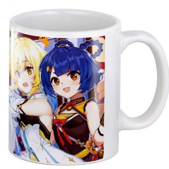 Кружка керамическая Геншин, Genshin, праздник Паймон, 330 мл