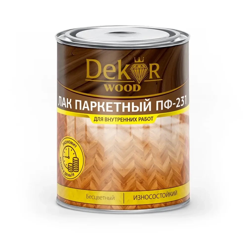 DEKOR WOOD  Лак алкидный паркетный ПФ-231 0,8кг (Кубанские краски)