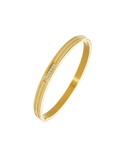 Браслет жесткий, линии и цирконии, золото