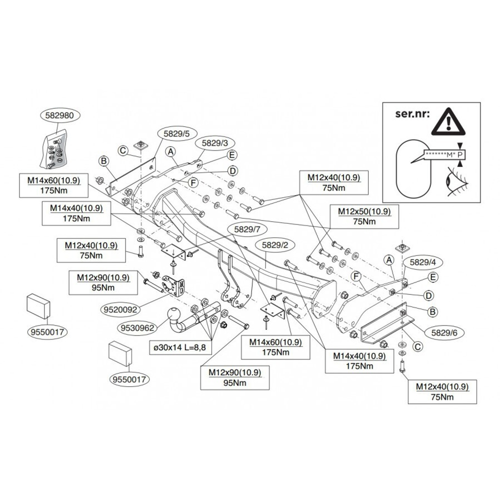 Фаркоп Brink (Thule) 582900 для Jeep Grand Cherokee (2013 - )(паспорт и сертификат в комплекте)(без электрики)