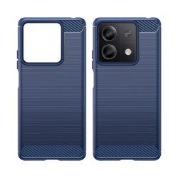 Чехол синего цвета с увеличенными бортиками для защиты камеры на Xiaomi Redmi Note 13, серия Carbon от Caseport