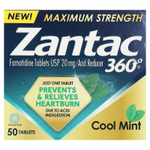 Zantac, 360 °, максимальная сила действия, холодная мята, 20 мг, 50 таблеток