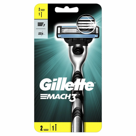 Бритвенный станок Gillette Mach3 с 3 лезвиями 2 кассеты