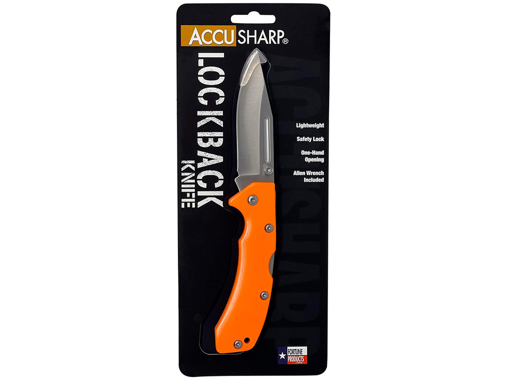 Нож складной AccuSharp Lockback Knife, нержавеющая сталь, рукоять G10, оранжевый