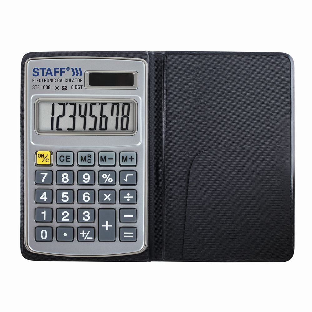 Калькулятор карманный металлический STAFF STF-1008 (103х62 мм) 8 разрядов двойное питание (2 штуки в упаковке)