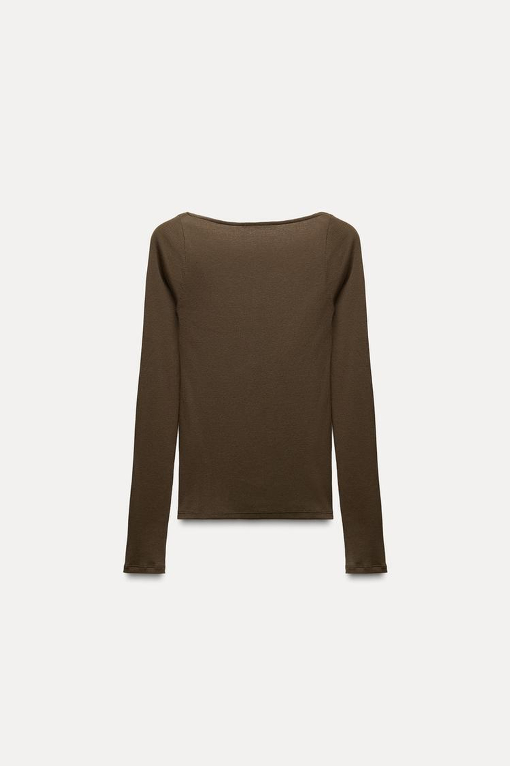 ZARA ТОП В РУБЧИК С КРУЖЕВНОЙ ОТДЕЛКОЙ, ТЕМНЫЙ ХАКИ