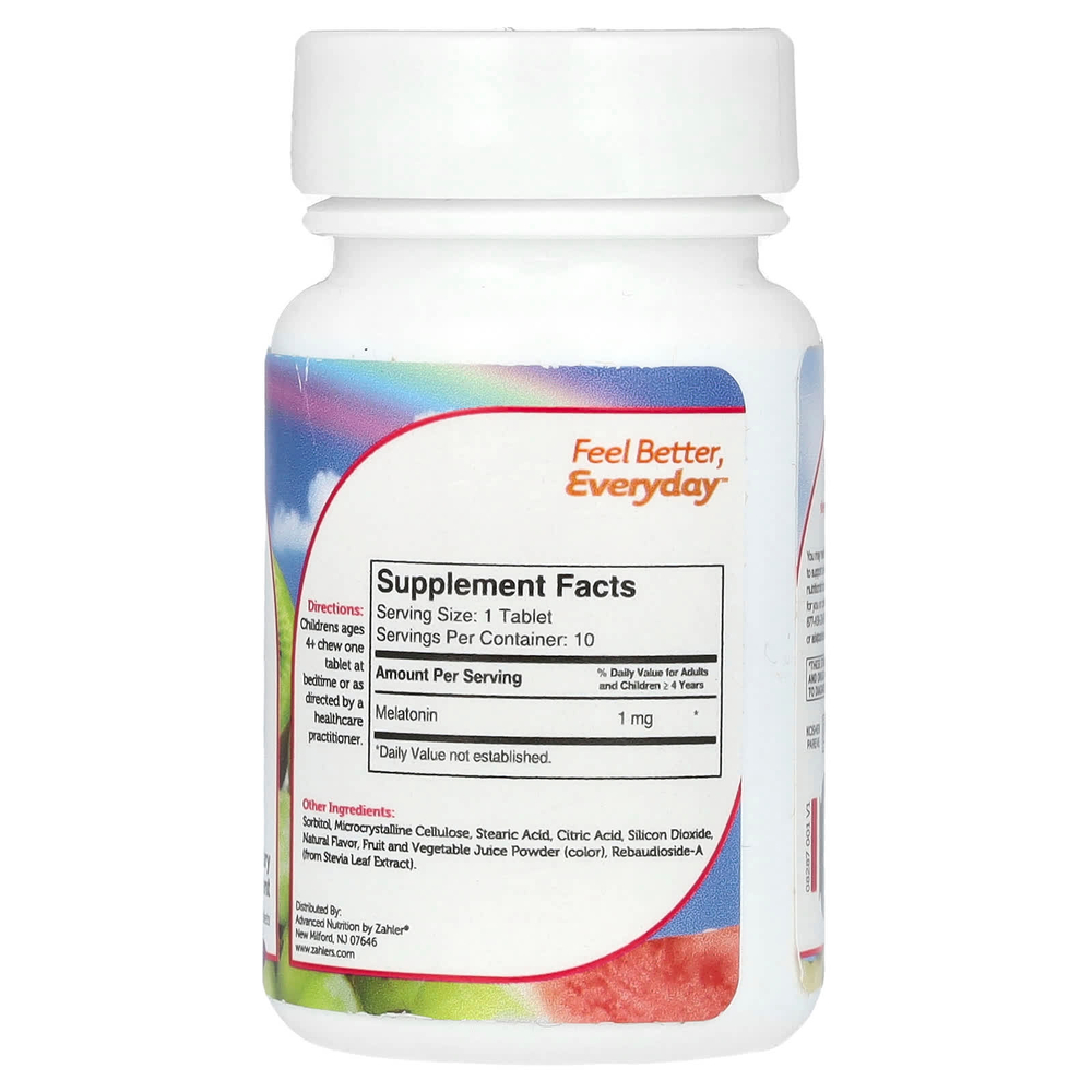 Zahler, Junior мелатонин, натуральный виноград, 10 жевательных таблеток