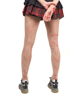 Молодежные колготки с цветными надписями и зарисовками (Размер: S-M-L) (Цвет: бежевый)