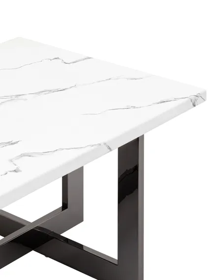 Журнальный столик Newton 122х61 см, белый мрамор, темный хром
