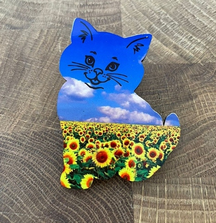 Брошь "Кот в подсолнухах"