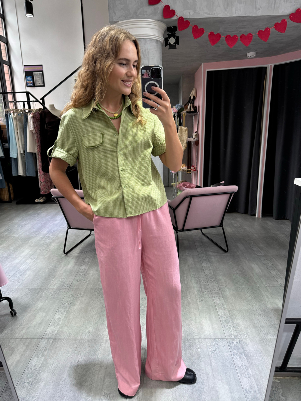 Рубашка Anthropologie травяной