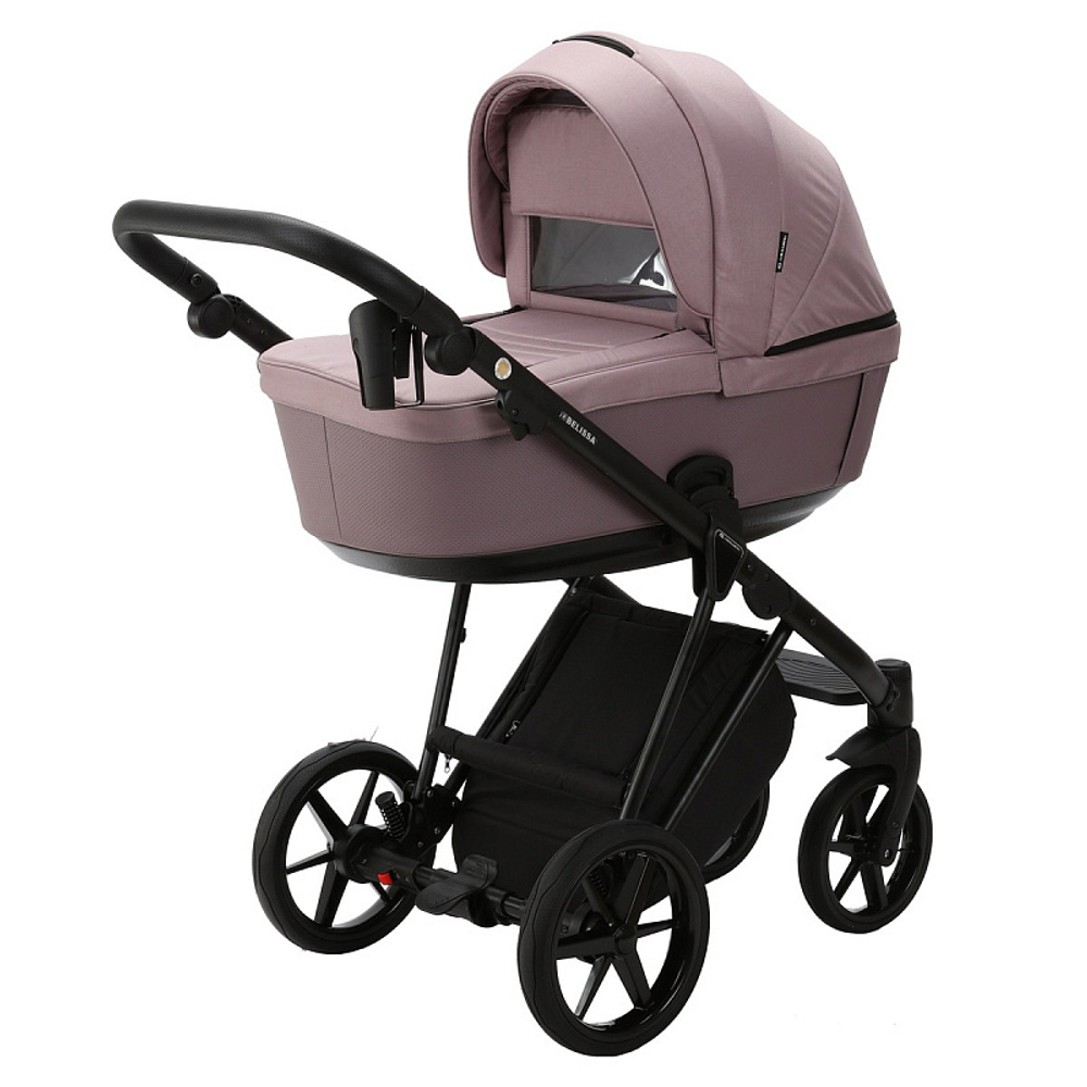 Детская коляска Adamex Belissa 2 в 1 B-PS21/A (СЕРО-РОЗОВ+СИРЕНЬ ПЕРФ.КОЖА)