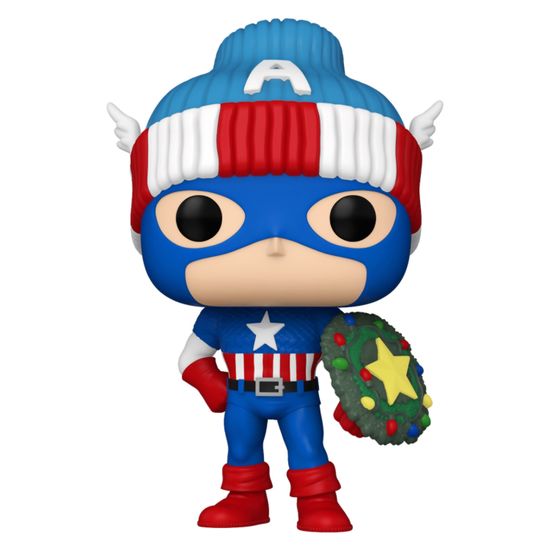 Фигурка Funko POP! Bobble Marvel Holiday S4 Captain America (1438) 80032 / Фигурка Фанко ПОП! по мотивам вселенной "Marvel", Капитан Америка