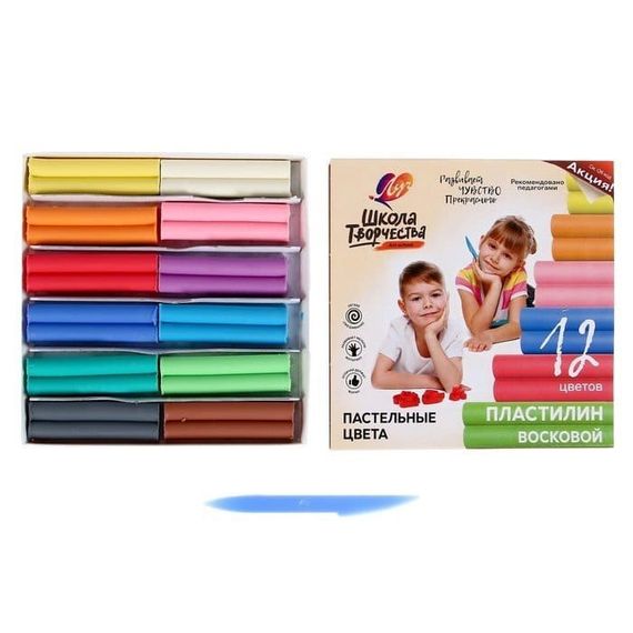 Plastilin \ Пластилин восковой &#39;Школа творчества&#39; 12 цветов