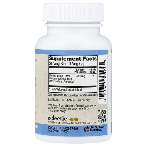 Eclectic Herb, сублимированная китайская горькая тыква, 200 мг, 90 растительных капсул