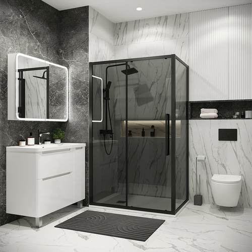 Душевая стенка Grossman Cosmo 80 200.K33.02.80.21.10 профиль Черный матовый стекло тонированное