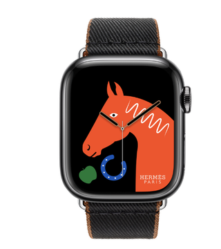 Apple Watch Hermès 41mm Space Black Stainless Steel Case with Noir/Gold Twill Jump Single Tour