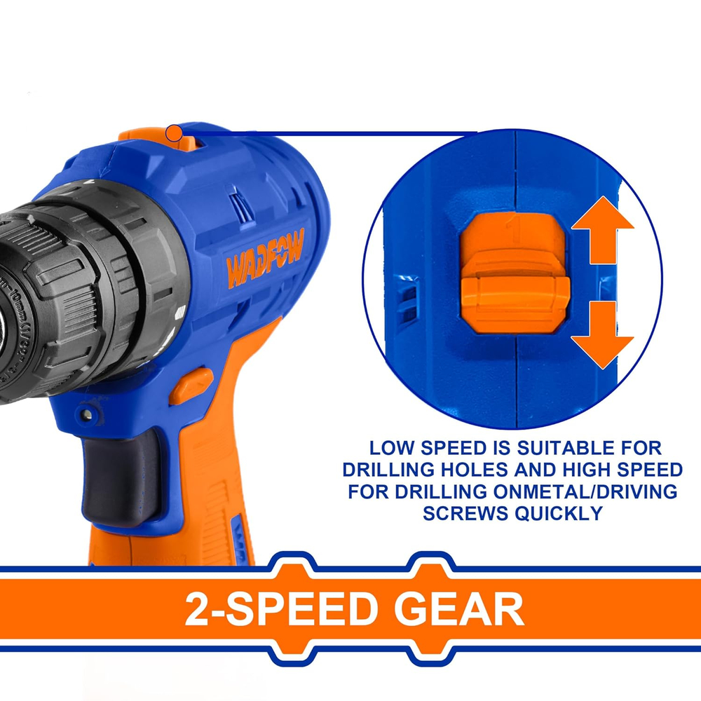 Шуруповерт аккумуляторный WADFOW WCDP512 20 В 35 Нм